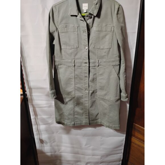 J. Jill Denim small cotton blend hip length coat no belt army green Y2K casual s - Picture 1 of 8